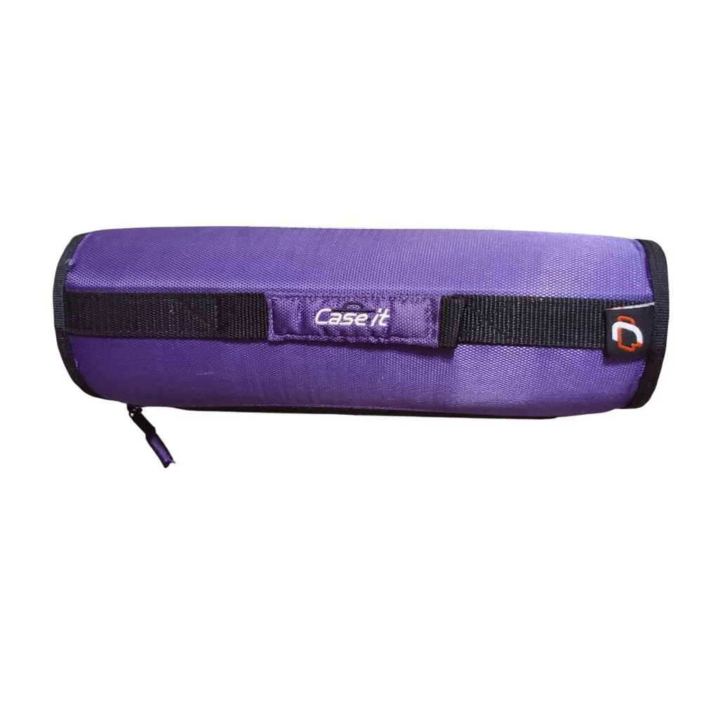 Case it Purple Gray 3 Ring Zipper Binder with Expanding File Organizer Pockets